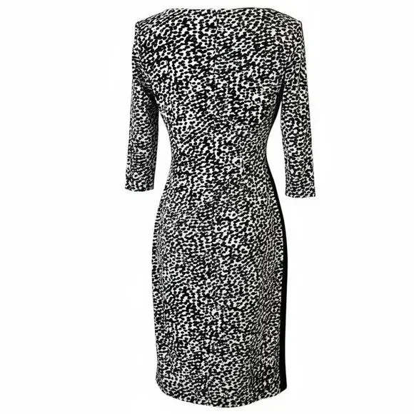 Lauren Ralph Lauren Black White Sheath Dress | Women S | Colorblock Midi - Picture 2 of 9